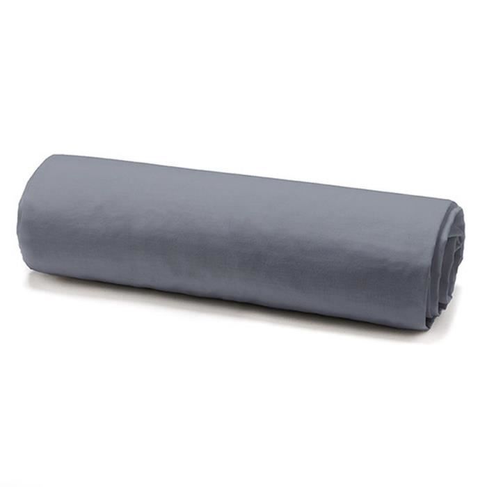 Drap housse Canon de fusil - 100% coton 57 fils - 140 x 190 cm - Gris foncé