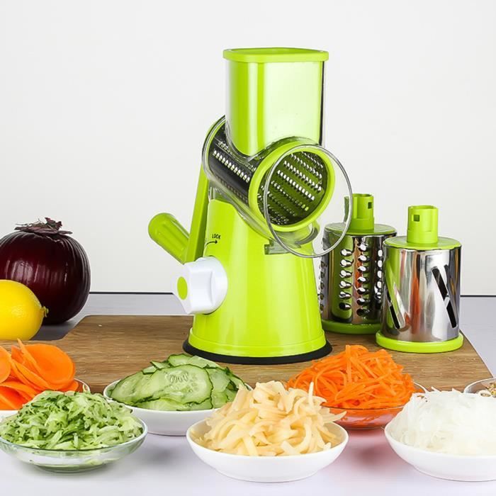 XBootsMalone® rape légumes manuel pour les légumes, fruits secs, le fromage (3 lames, lavage facile) - Vert