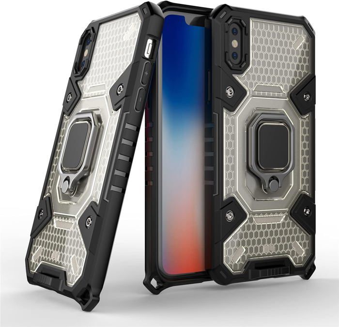 Coque iPhone XS Max - AVIZAR - Antichoc Bumper Magnétique - Effet Miroir - Noir - Protection Élevée - Téléphonie