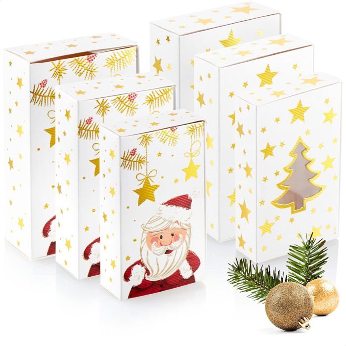 4 Boîtes Cadeaux Noires Emboîtables - 10.5x10.5cm à 16.5x16.5cm, Carton Mat