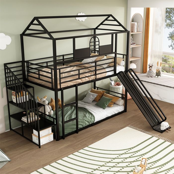 Lit Triple Superposé Merax Pour Enfants - 90x200cm Avec échelle Et Protection - Blanc