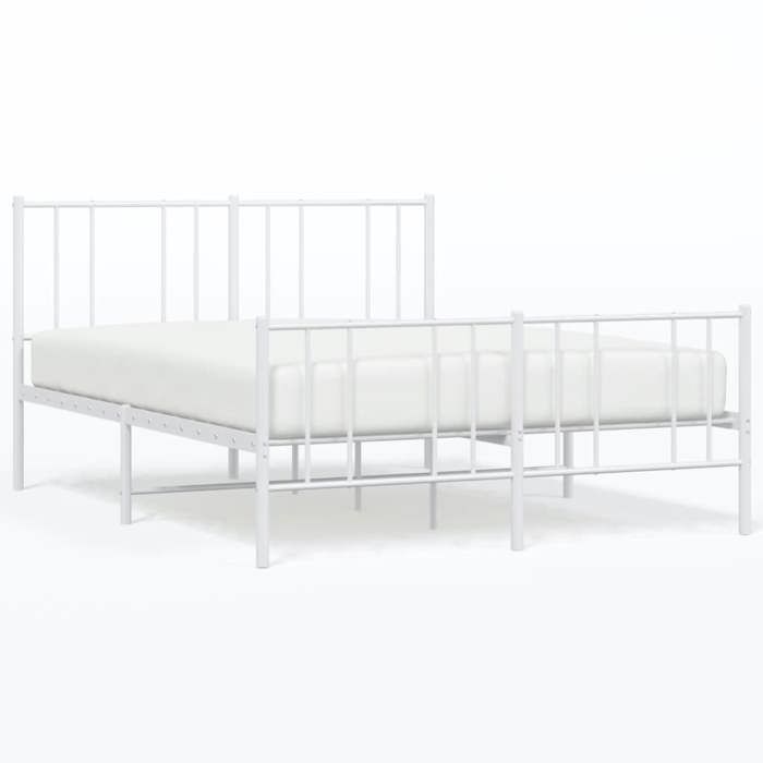 Cadre de lit métal - avec tête de lit/pied de lit - blanc 140x190cm LL209513