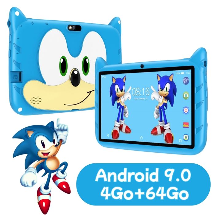 Tablette 7 Pouces Android 9 Tablette Enfants-4Go+64Go ROM 6000mAh BatterieWiFi，Jeux Éducatifs Tablette pour Enfant