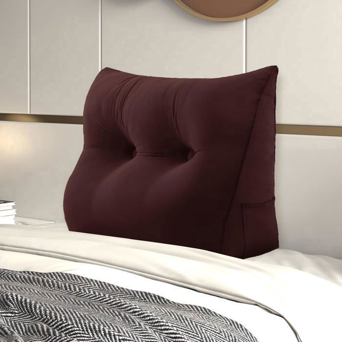 VERCART Oreiller Support Lombaire Gros Dossier de Tête de Lit pour Chevet Lit Velours Bordeaux foncé 80cm