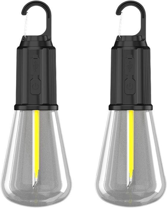 Lot de 2 lanternes de camping à LED rétro 3 modes déclairage avec crochet à clip