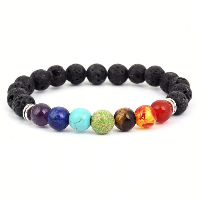 Bracelet 7 Chakras - Multicolore - Pierres de Lave - Mixte - 1 Bracelet - J0409
