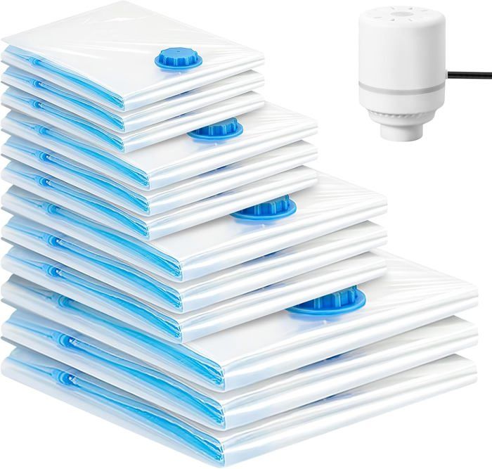 Sac Vetement Rangement Sous Vide Reutilisable Sac Sous Vide Vetement Aspirateur Pièces 4L 80x60cm 4M 60x40cm