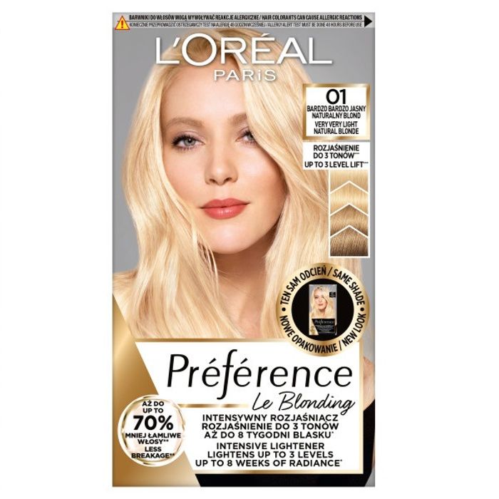 LOréal Paris Préférence Le Blonding Teinture Capillaire 01 Blond Très Clair Naturel
