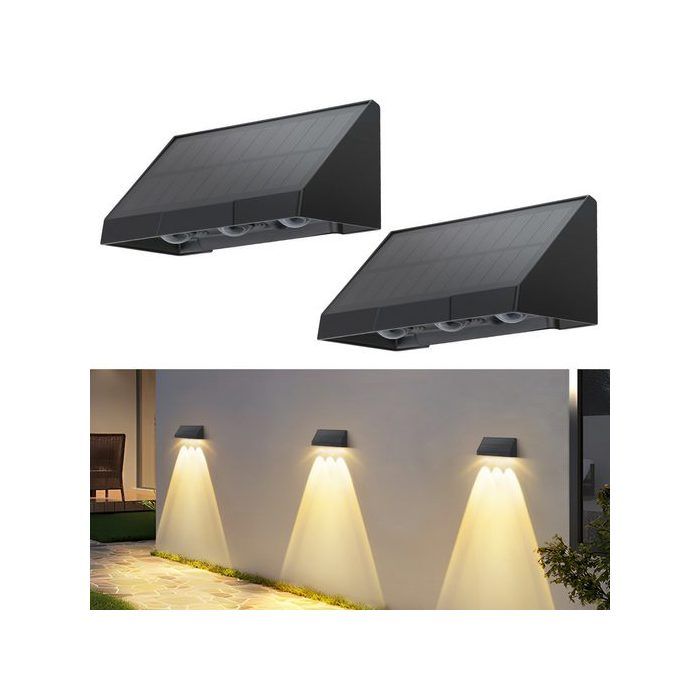 Lampes solaires pour lextérieur - NETTLIFE - 2 appliques solaires - 3000K (blanc chaud) - Noir - 2 modes étanches