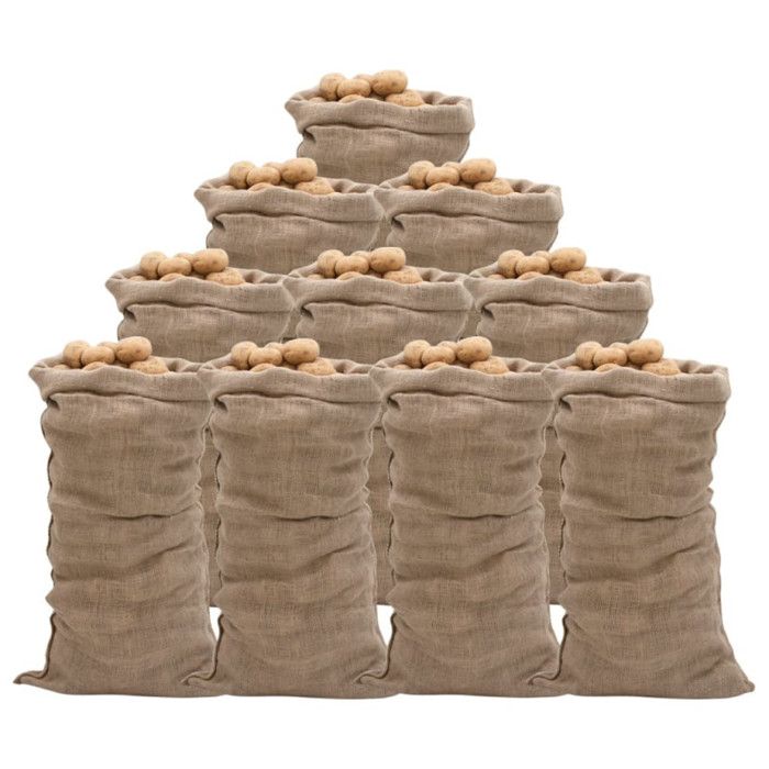 Sac à déchets verts - VIDAXL - Sacs en jute - 10 pcs - 65x135 cm - 100% jute écologique