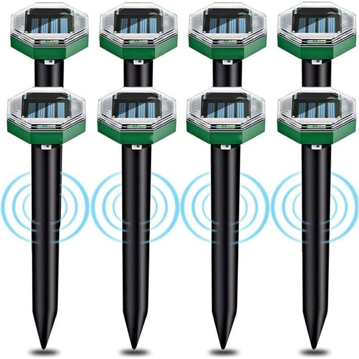 Répulsif à Taupes Solaire à Ultrasons – Lot De 8 – IP65 étanche – Pour Jardin, Pelouse – Sans Produit Chimique
