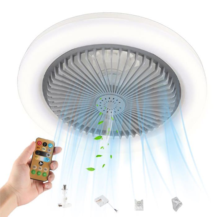 Ventilateurs de plafond avec lumières et télécommande ventilateur de plafond LED avec lumières Plafonnier 30W - Handeiu