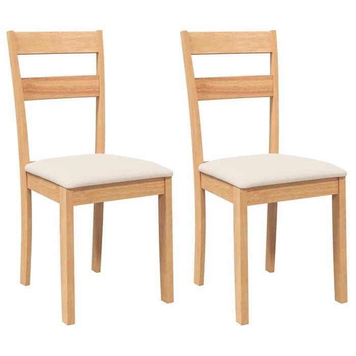 SOLO Chaises de Cuisine et Salon - coussins 2 pcs - Fauteuil salon - naturel bois massif caoutchouc LL711