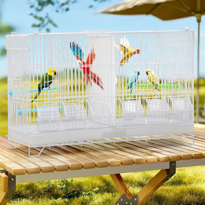 Comparer les prix de Cage pour Oiseaux-MENGDA-Pour Perruches/Cacatoès/Perroquets/Canaries -Moyen-Métal-Blanc-60×26×39.5cm