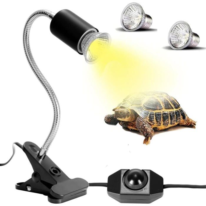 Comparer les prix de Kit Lampe Chauffante Tortue Terrestre/Reptiles Inclut 2 Ampoules UVA/UVB (25W 50W) Base Rotation 360° Compatible YYV