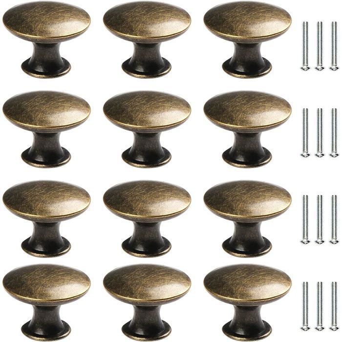 12x Boutons de Tiroir de Porte Vintage 30mm Antique Laiton Poignées de Placard darmoires de Cuisine Bronze Anci POIGNEE DE MEUBLE