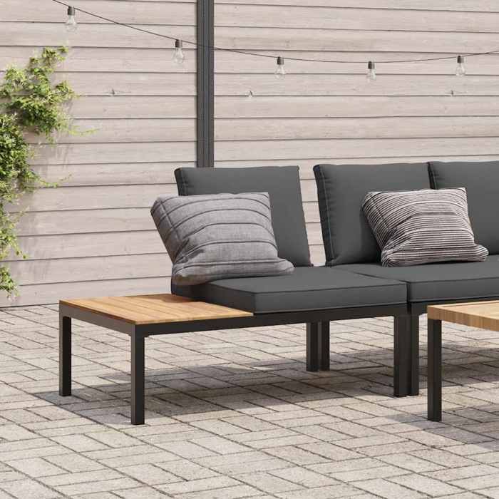 Banc de jardin en aluminium - vidaXL - Coussins noirs - 110x73x73 cm - Table dappoint intégrée