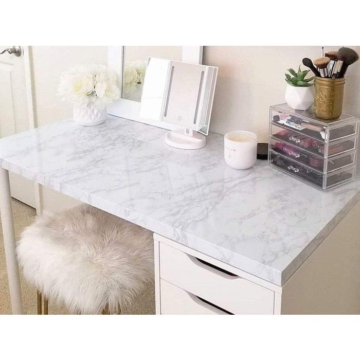 Papier peint brillant à motif marbre blanc-gris granit idéal pour les plans de travail et les placards de cuisine.