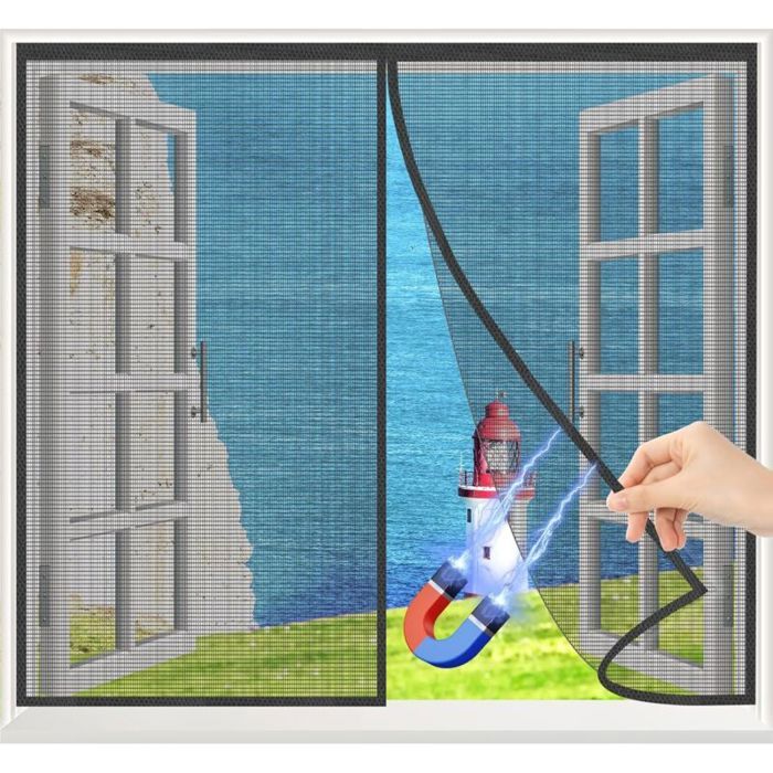 Moustiquaire magnétique pour fenêtre - MHY® - 100x130 cm - Mailles précises - Sans perçage - Fermeture automatique