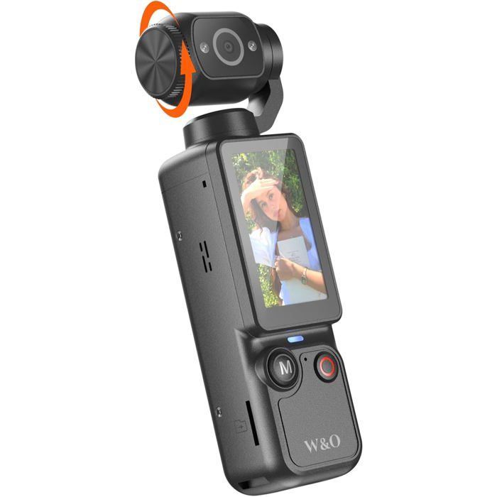 caméra de vlog 2K avec objectif rotatif à 360°