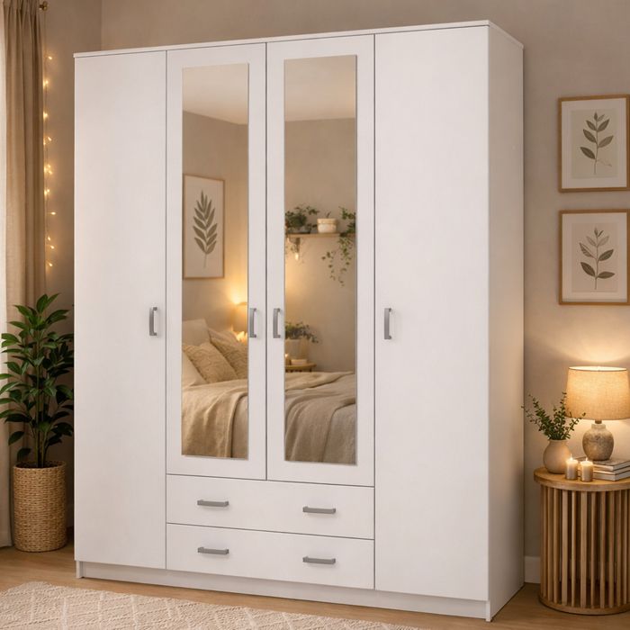 Garde-robe Grande Miazzina Dmora en bois noble blanc 160x205h cm Garde-robe Grande Miazzina Dmora en bois noble blanc 160x205h cm