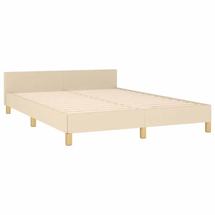 Lit 140x190cm - VIDAXL - Cadre de lit MODERNE - sans matelas - crème tissu L8787