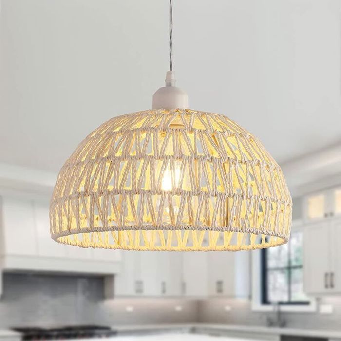 Suspension Luminaire - PZCC - Suspension Luminaire Rotin - Hauteur réglable - Tressé main - Rotin naturel