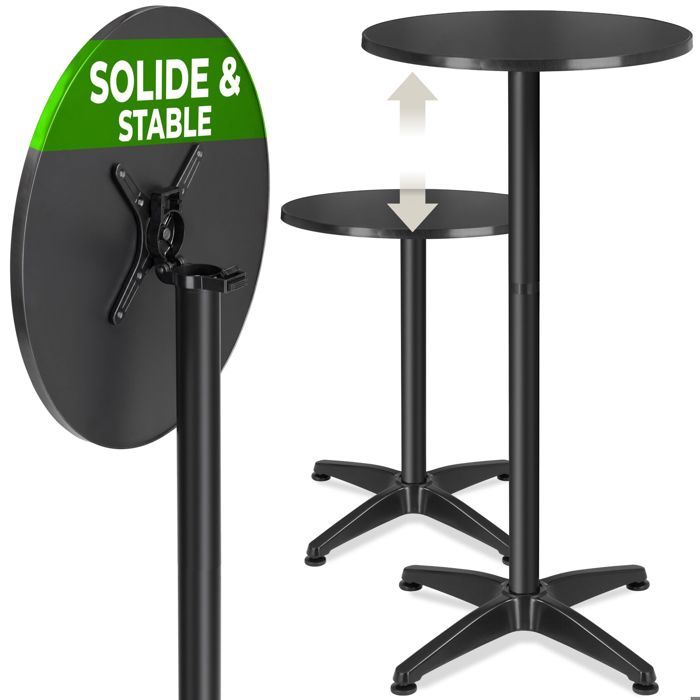 Table de bistrot - TECTAKE - table pliante viktor résistante aux intempéries aluminium plateau mdf 67 x 67 x 75/115 cm - noir