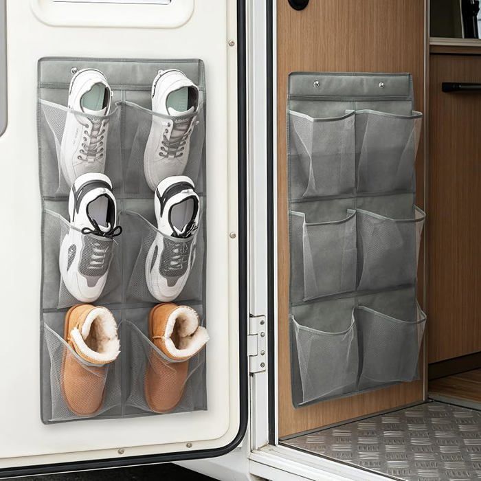 Porte Chaussures Mural Suspendu 6 Poches par Modèle Range chaussures sans perçage pour porte de pcard Camping Car