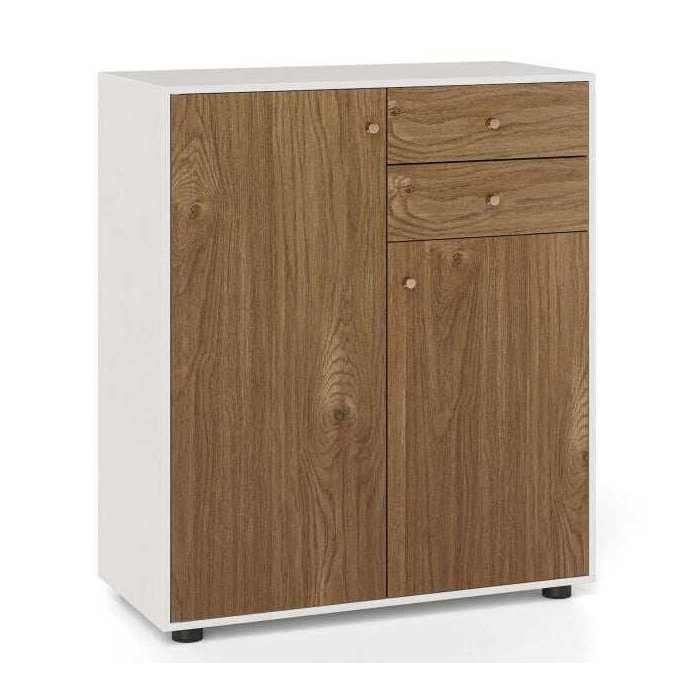 Rangement modulable buffet de cuisine 3 étagères réglables sur 5 niveaux 2 tiroirs et 2 portes