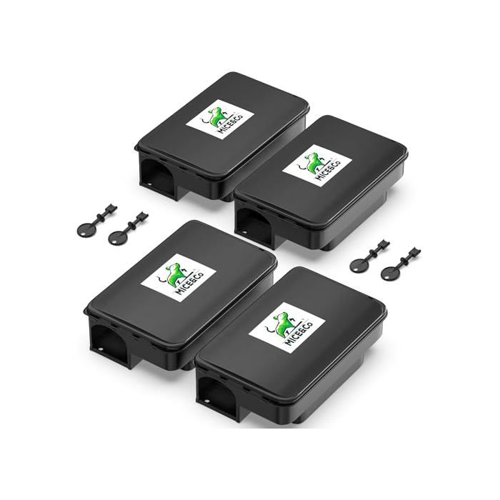 x4 Boîtes à Appât Raticide Pièges à Rats et Souris Inviolables - Polypropylène (PP) - Rat Souris - hand_powered - Boîte dappâts