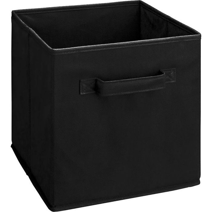 Boîte de rangement pliante noire 30x30x30cm sans couvercle en tissu pour armoire et étagère