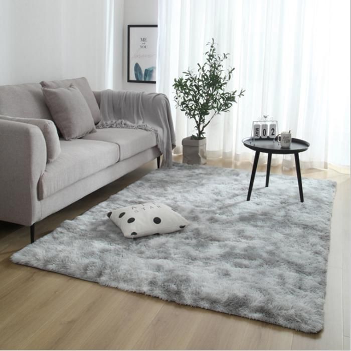 Tapis salon shaggy 160 - Vantory - x 230 cm descente de lit tapis poils longs (gris clair) tapis doux pour salon chambre canapé