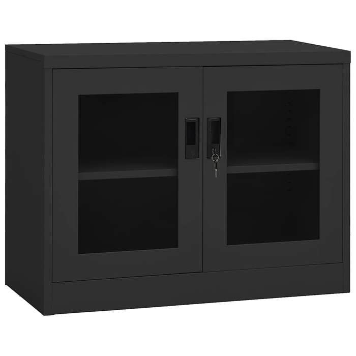 Armoire de bureau(1 pc) - EVORA - meuble rangement - Anthracite 90x40x70 cm Acier&1_18228