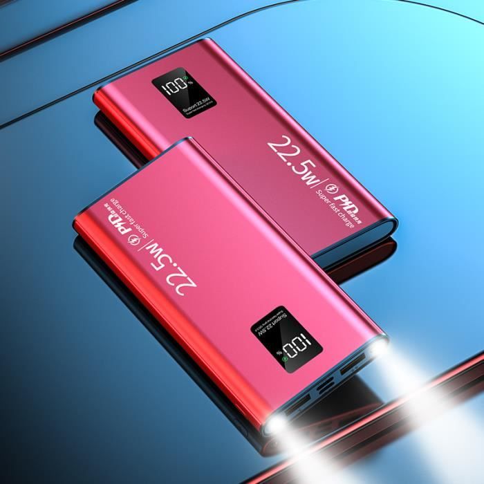 Batterie Externe 20000mAh 4 ports USB Noir Rouge - Cdiscount