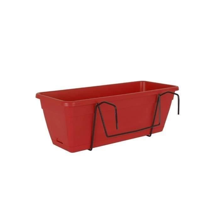 ARTEVASI Kit Jardinière Venezia avec réserve d'eau - 10 L - 49 x 19,5 x 16,6 cm - Rouge foncé