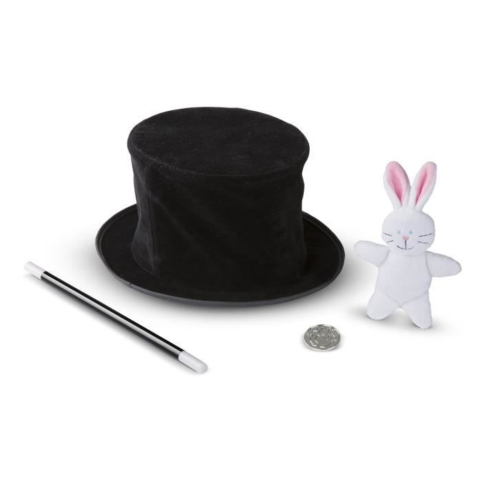 Kit Petit Magicien – Chapeau Haut De Forme Noir + Baguette Magique Noire Et Blanche – Premier Tour De Magie