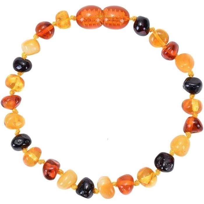 Bracelet Adulte Ambre Rouge – Perles Rondes Style Baroque, Ambre Baltic, 16-18 Cm