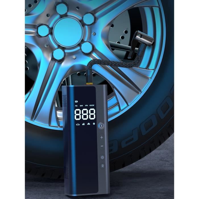 Compresseur Air Portatif Sans Fil 150PSI - Gonfleur Pneus Voiture, Vélo, Moto - Batterie 4000mAh, écran LCD, LED
