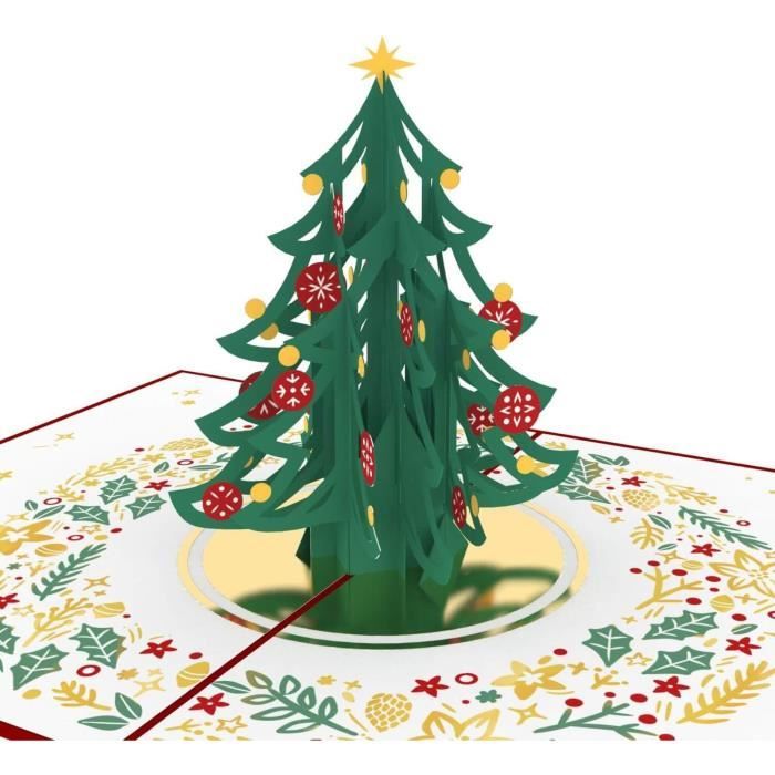 Carte PopUp Sapin De Noël Carte De Noël 3D Élégante Avec Sapin Décoré