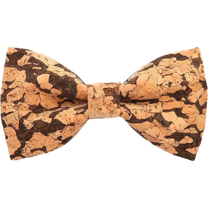 Accessoire Cravate Homme élégant WANYING Hommes Nœud Papillon Liège Grains De Bois Faux Cuir Pré Nœud Papillon Réglable Chic