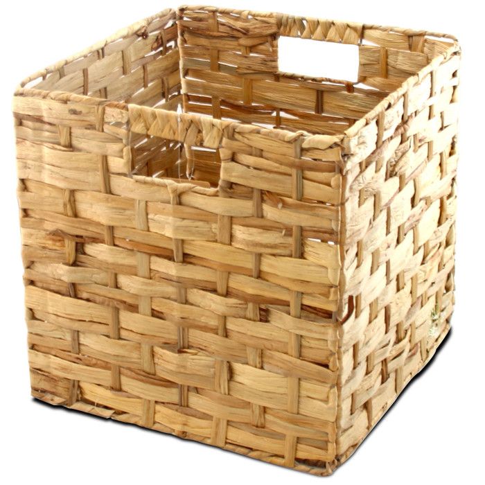 Panier de rangement cube en jacinthe tressée 31x31x31cm