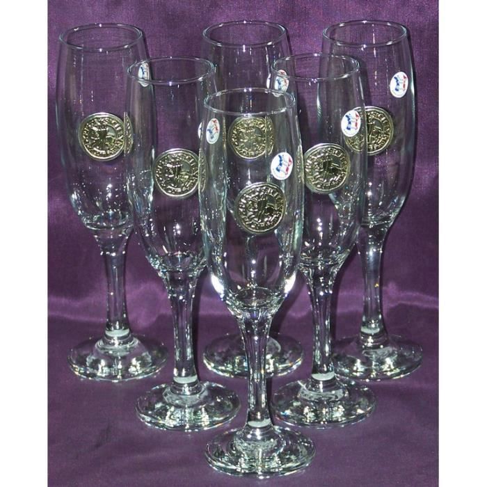 6 Flûtes à champagne Sceau Templier étain Cdiscount Maison