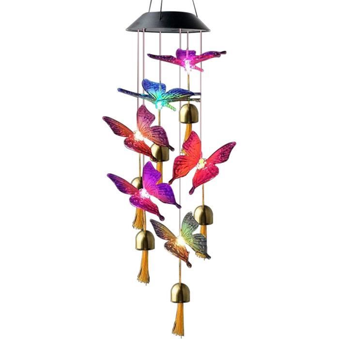 Carillon Éolien Solaire En Forme De Cœur - Lumineux Suspendu Jardin Terrasse Patio - Décoration Romantique