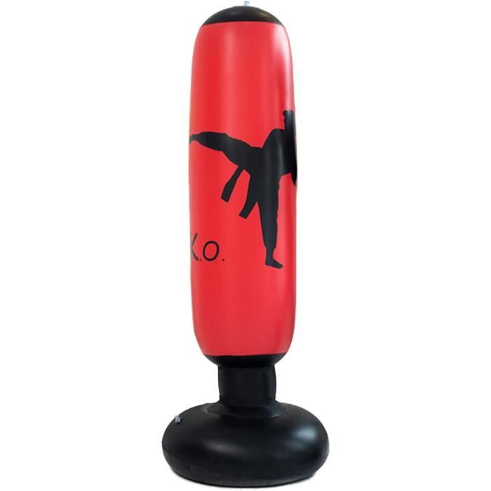 Sac De Frappe Gonflable 160 Cm Sur Pied – Avec Gants, Idéal Enfants Karaté Taekwondo Boxe Entraînement