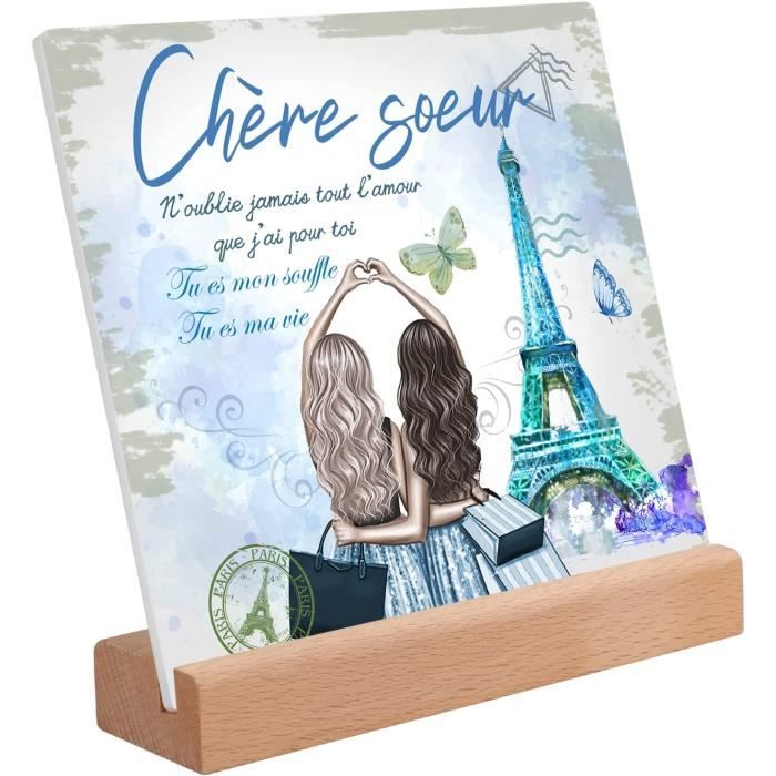 AJWCadeau Soeur Plaque Acrylique pour Ma Soeur Cadeau pour Soeur Anniversaire Noel Fete des