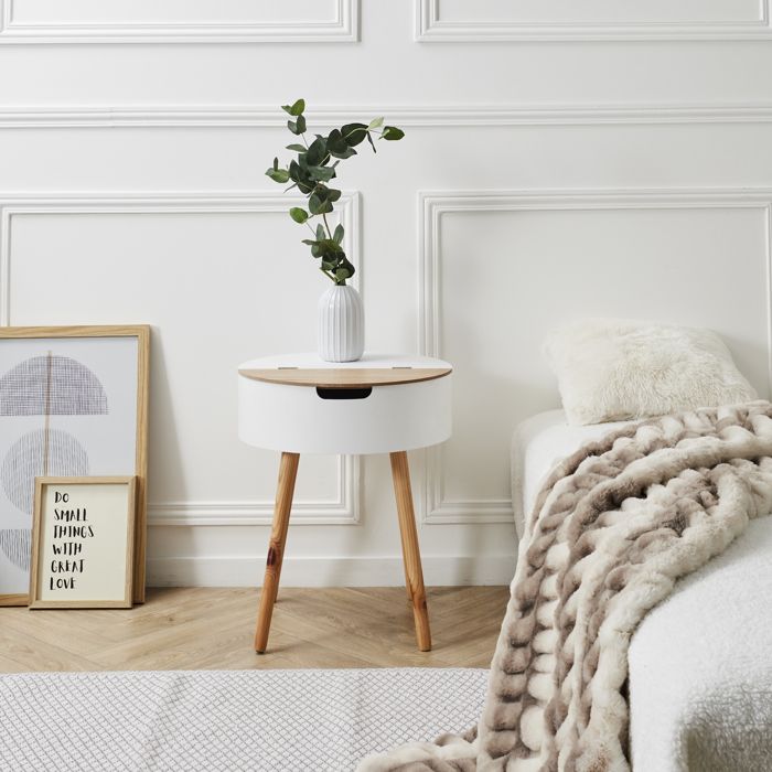 Table Coffre - HOME DECO FACTORY - Scandinave - Bicolore - Blanc et Beige