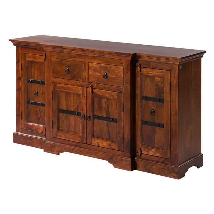 Buffet bas acacia brun foncé laqué massif 160x45x85 cm (BxTxH) bois massif OXFORD #902