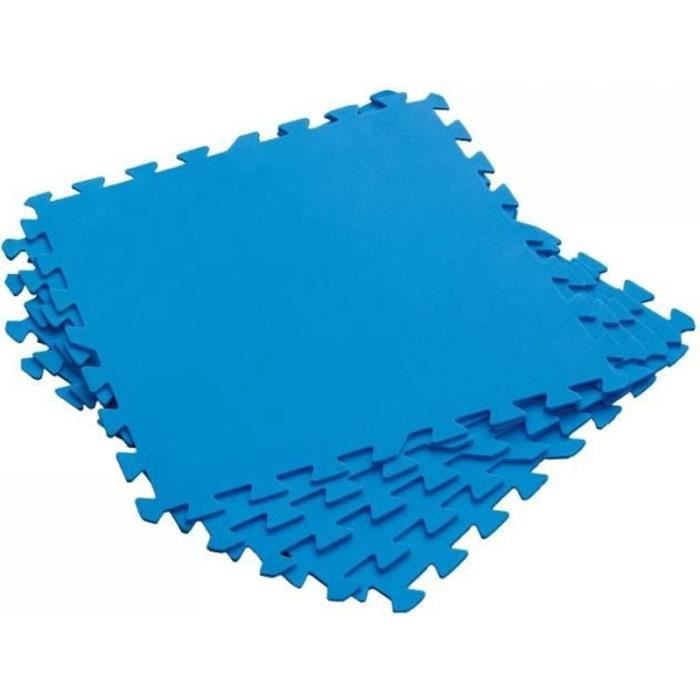 Lot de 9 Dalles de protection de sol en mousse bleu 50 x 50 cm ép 4mm (tapis de sol pour piscine hors sol ou spa gonflable)