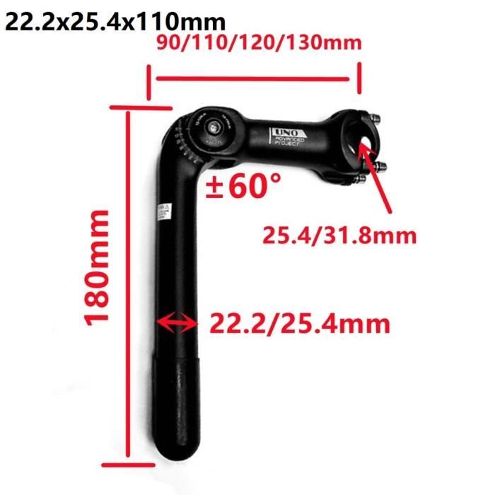 BUCKLOS 90-145mm Tige de Vélo Réglable 80° 31,8mm Guidon Montagne/Route